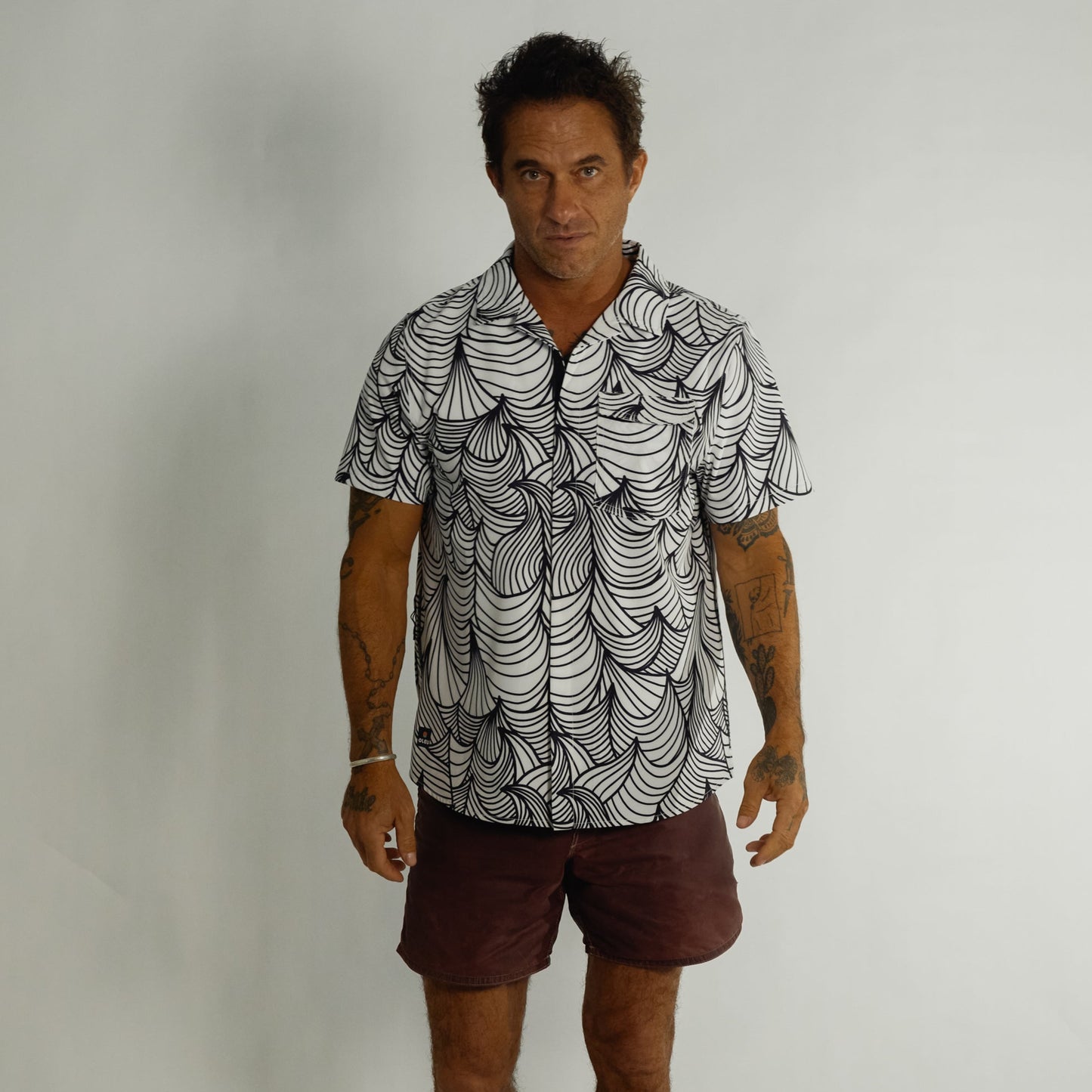 Neptune UPF50+ Boardshirt - Waves Summer White