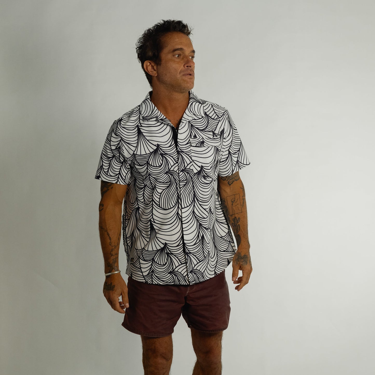 Neptune UPF50+ Boardshirt - Waves Summer White