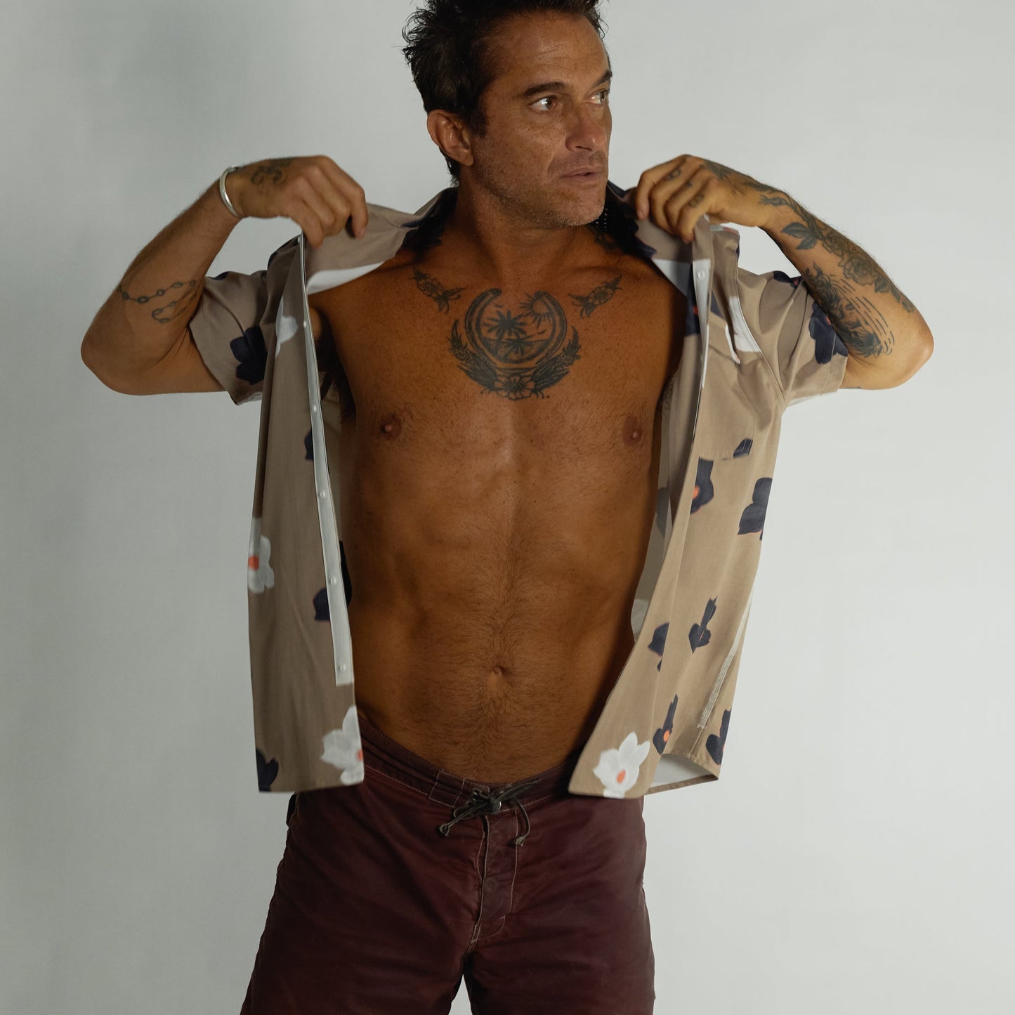 Neptune UPF50+ Boardshirt - Floaters Dark Sand